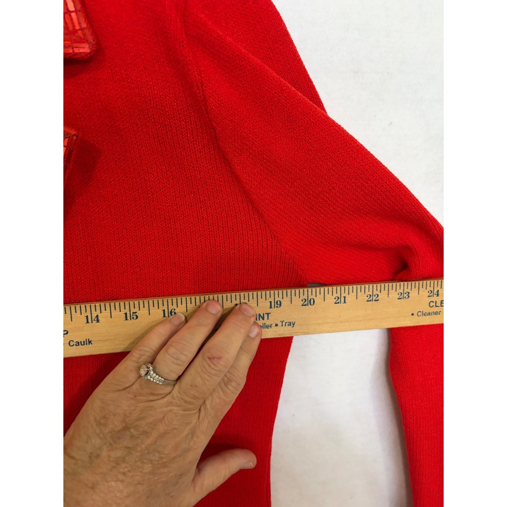 Vintage St John Evening Red Sequin Knit Skirt Suit Set Size 12 Made in USA - Picture 4 of 16